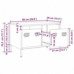 Fekete hidegen hengerelt acél TV-szekrény 68 x 39 x 43,5 cm