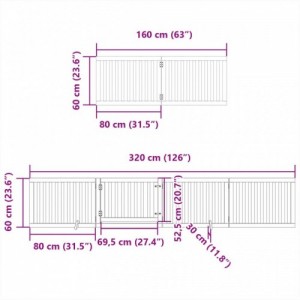 Fekete nyárfa 12 paneles összecsukható kutyakapu ajtóval 960 cm