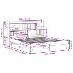 Tömör fenyőfa ágy matrac nélkül 200 x 200 cm