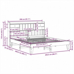 Fehér tömör fenyőfa ágy matrac nélkül 200 x 200 cm