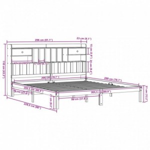 Fehér tömör fenyőfa könyvespolcos ágy matrac nélkül 200x200 cm