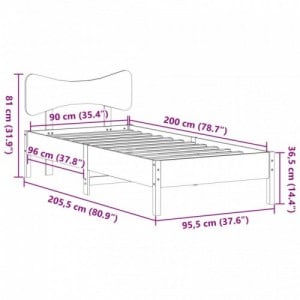 Viaszbarna tömör fenyőfa ágy matrac nélkül 90 x 200 cm