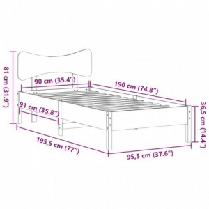 Viaszbarna tömör fenyőfa ágy matrac nélkül 90 x 190 cm