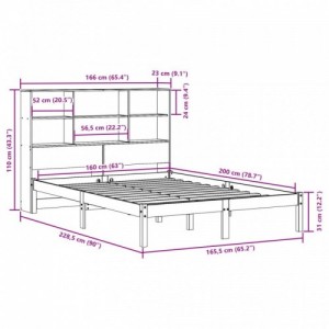 Fehér tömör fenyőfa könyvespolcos ágy matrac nélkül 160x200 cm