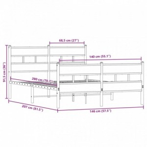 Sonoma tölgy színű fém ágykeret matrac nélkül 140 x 200 cm