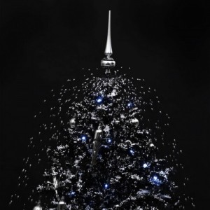 Fekete PVC havazó karácsonyfa ernyő alakú talppal 170 cm